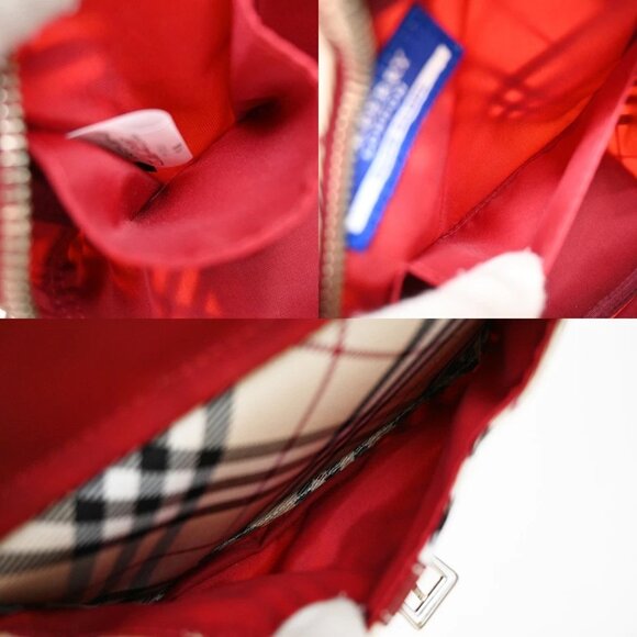 BURBERRY Logo Nova Check Shoulder Bag Canvas Leather Red Brown Japan 218-082525 - Picture 13 of 15